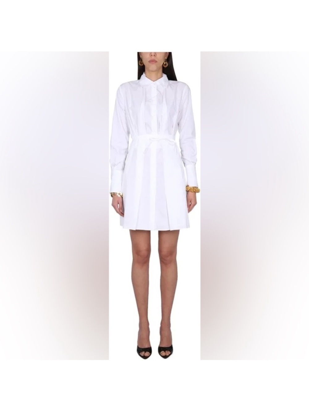 Patou White Shirt Dress with Waist Tie - 40